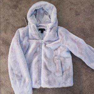 Rachel Zoe lavender faux fur jacket